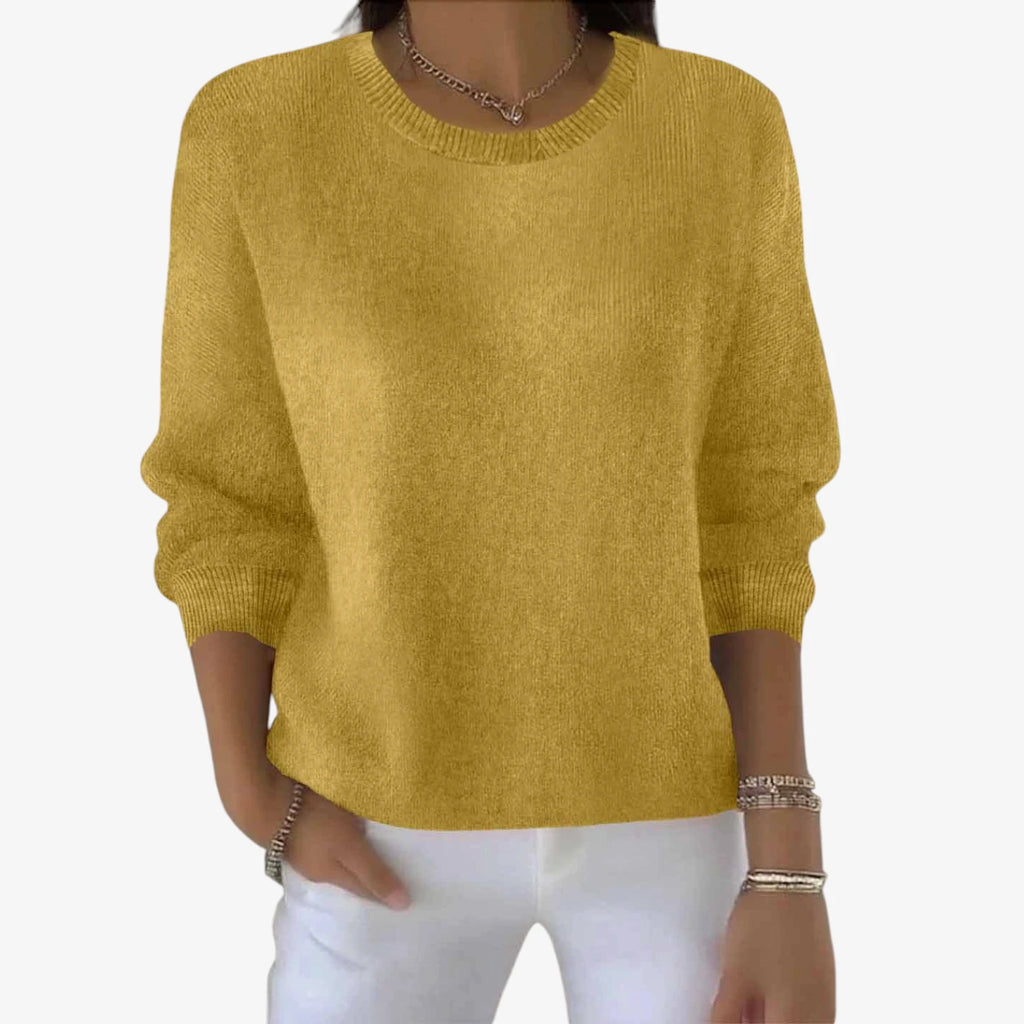 Dame Afslappet Blød Sweater med Rund Hals