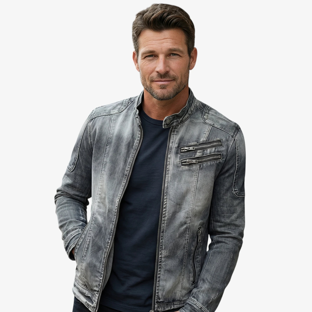 Herre Overgangsjakke Denimjakke med For