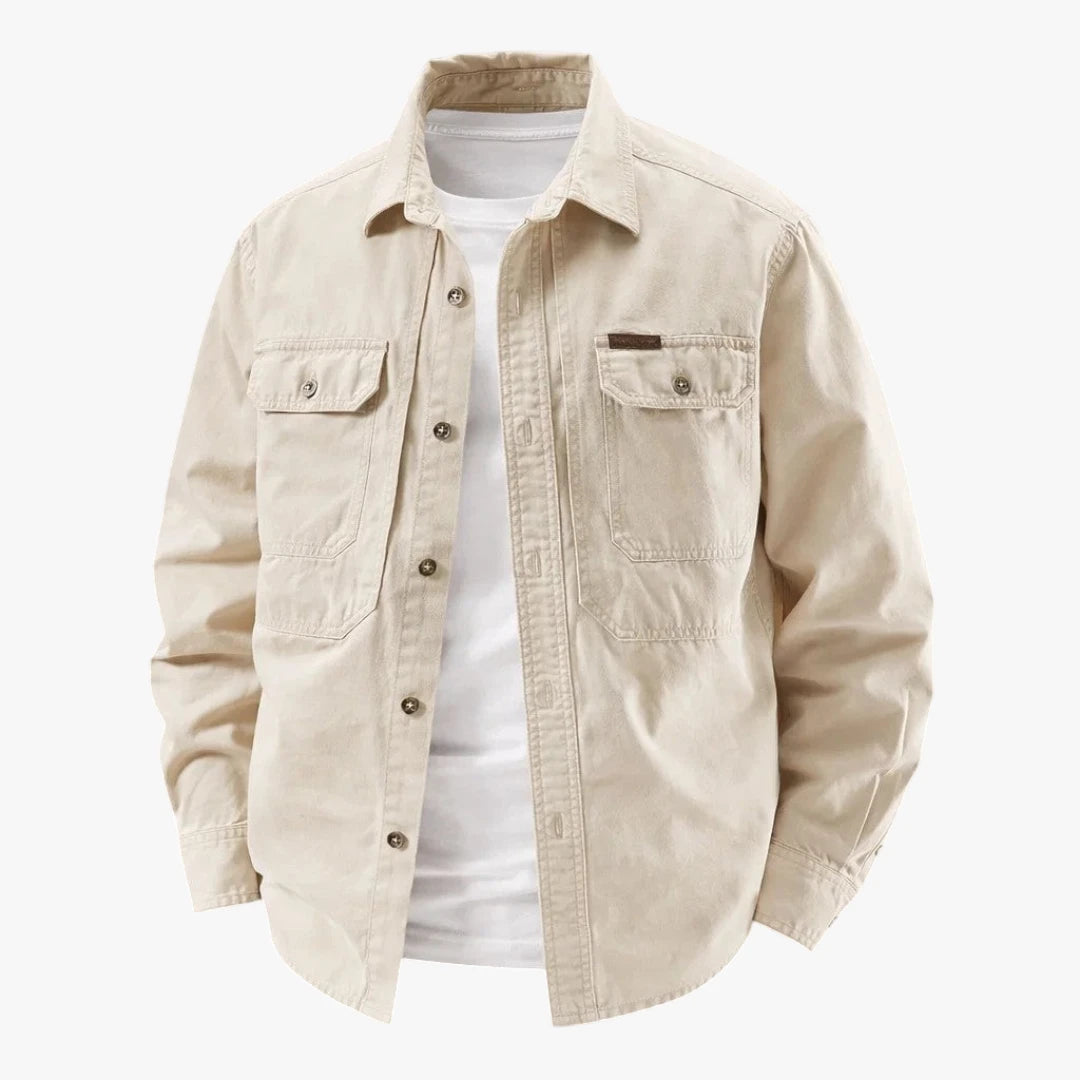 Herre Oversize Overgangsjakke med Knaplukning