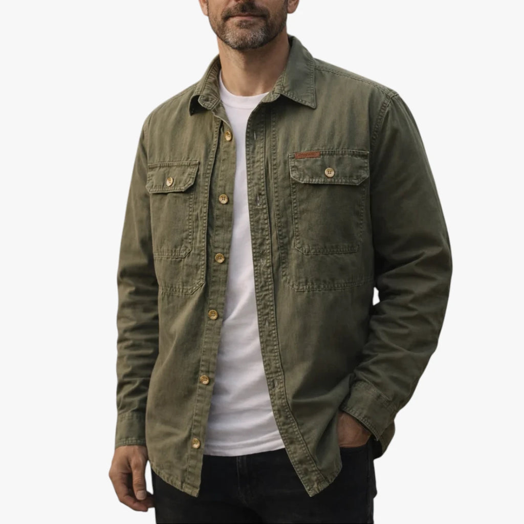 Herre Oversize Overgangsjakke med Knaplukning