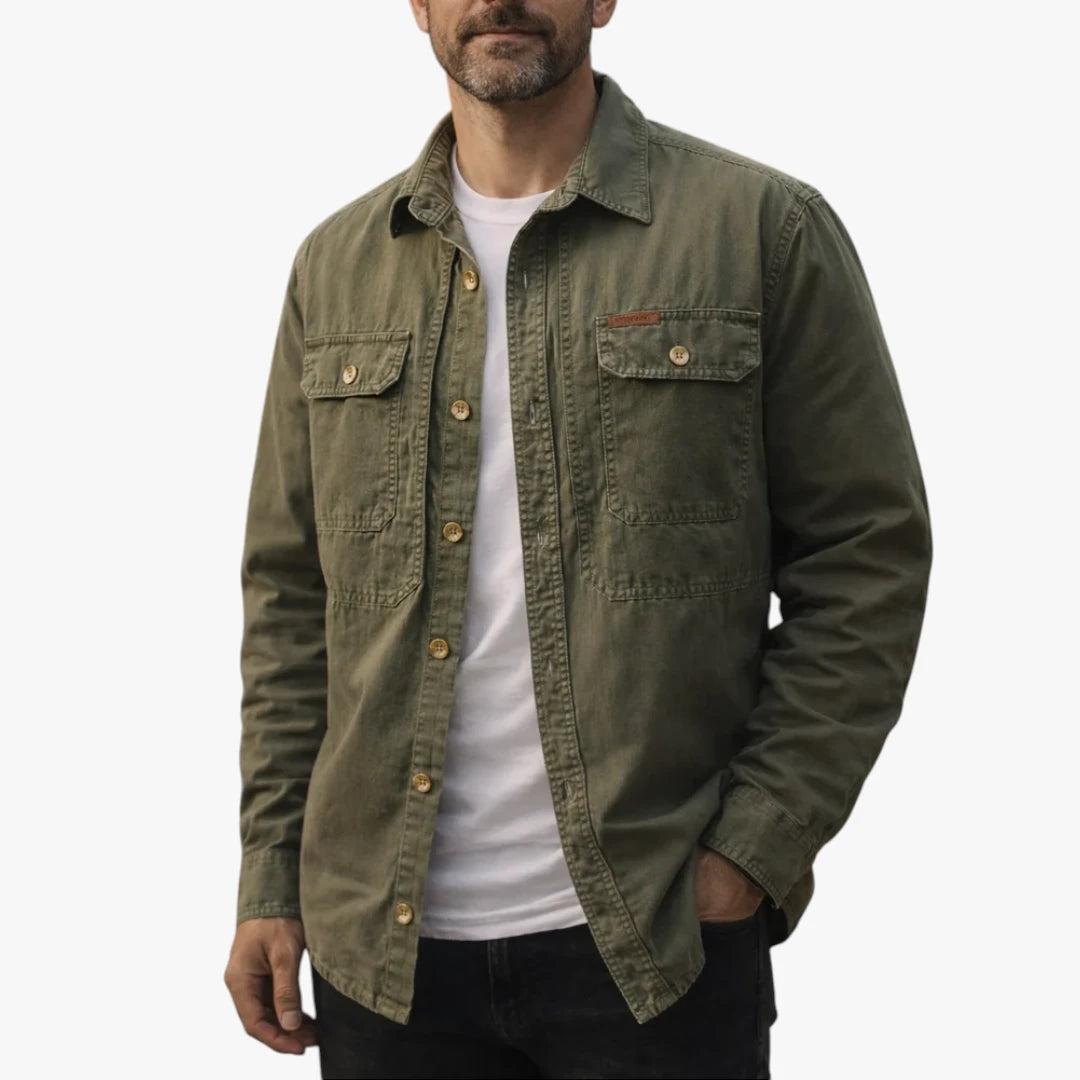 Herre Oversize Overgangsjakke med Knaplukning