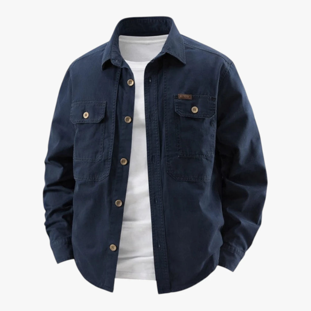 Herre Oversize Overgangsjakke med Knaplukning