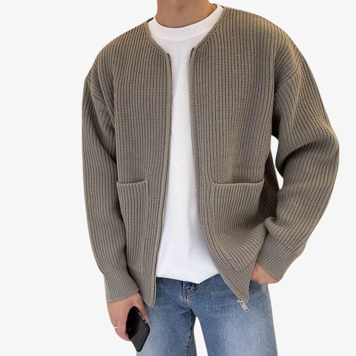 Herre Oversize Slim Fit Jakke med For