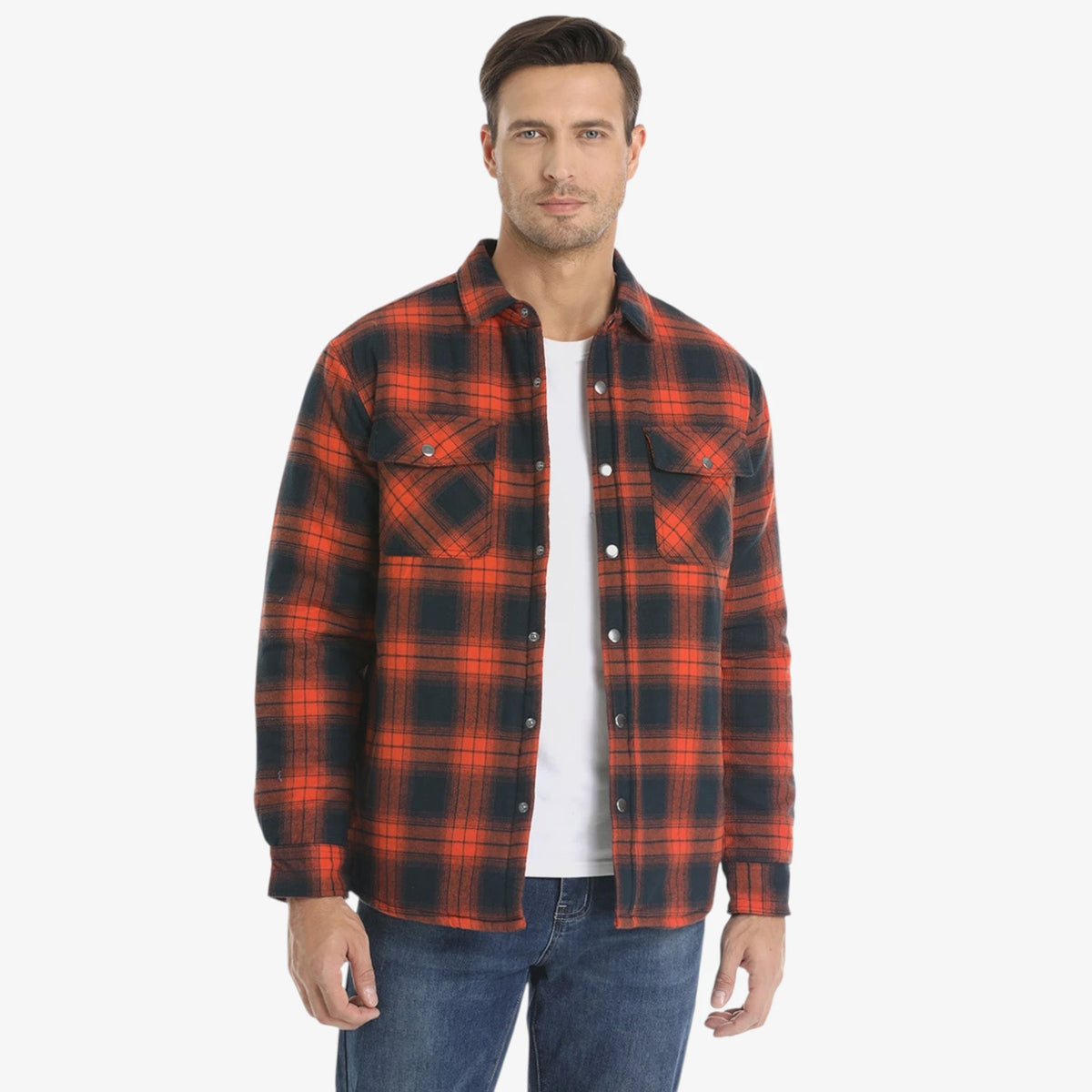 Herre Quiltet Slim Fit Vinterjakke med For