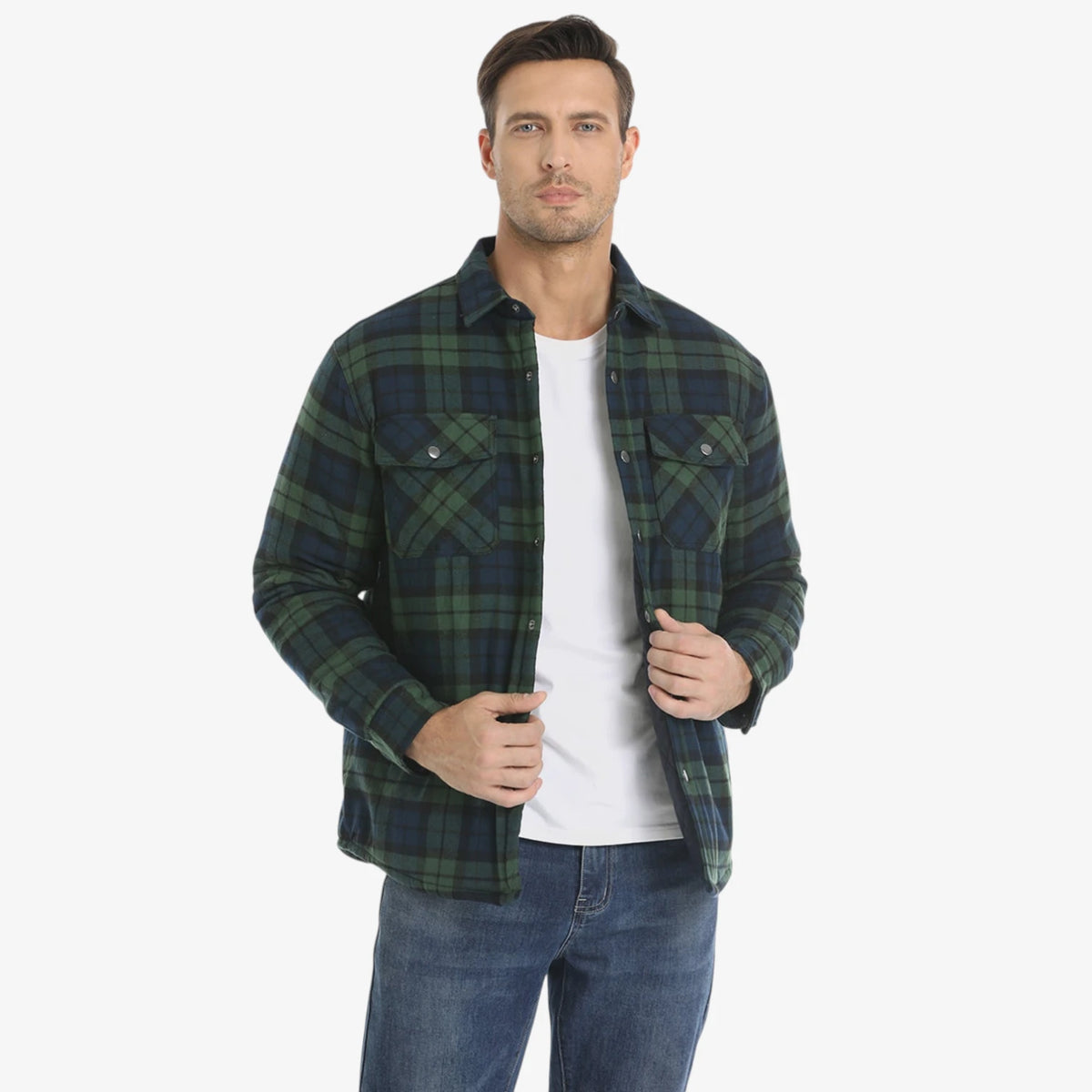 Herre Quiltet Slim Fit Vinterjakke med For