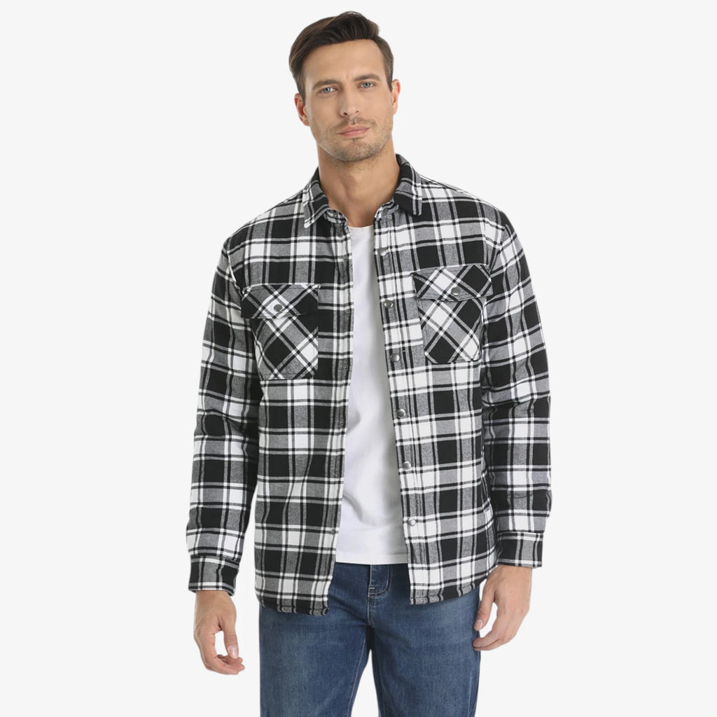 Herre Quiltet Slim Fit Vinterjakke med For