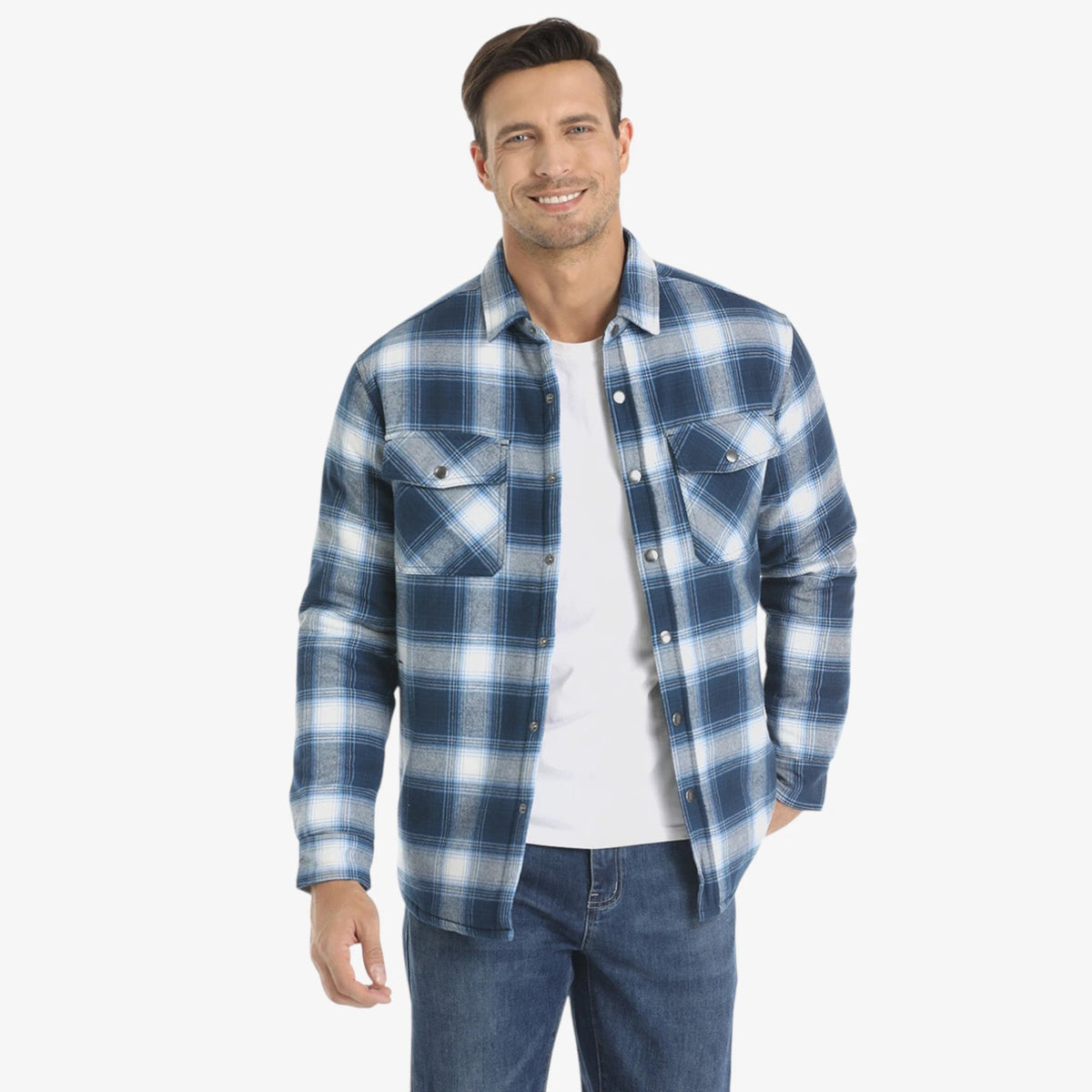 Herre Quiltet Slim Fit Vinterjakke med For