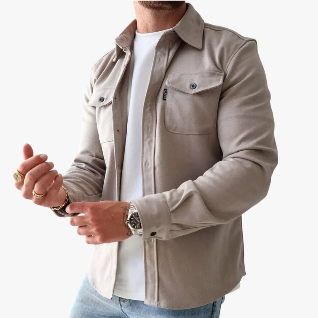 Herre Slim Fit Overgangsjakke med Knaplukning