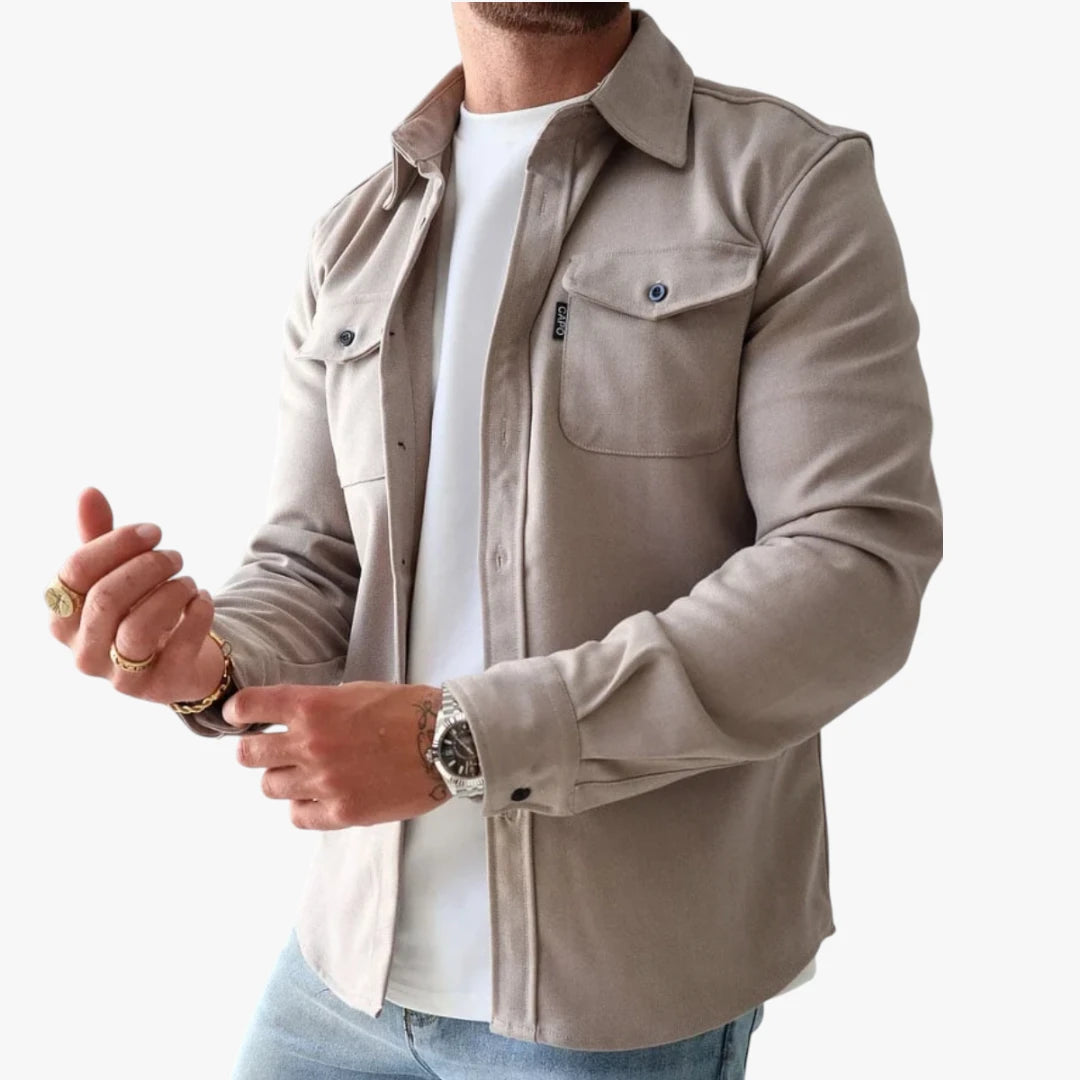 Herre Slim Fit Overgangsjakke med Knaplukning