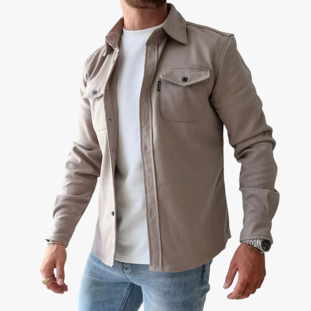 Herre Slim Fit Overgangsjakke med Knaplukning