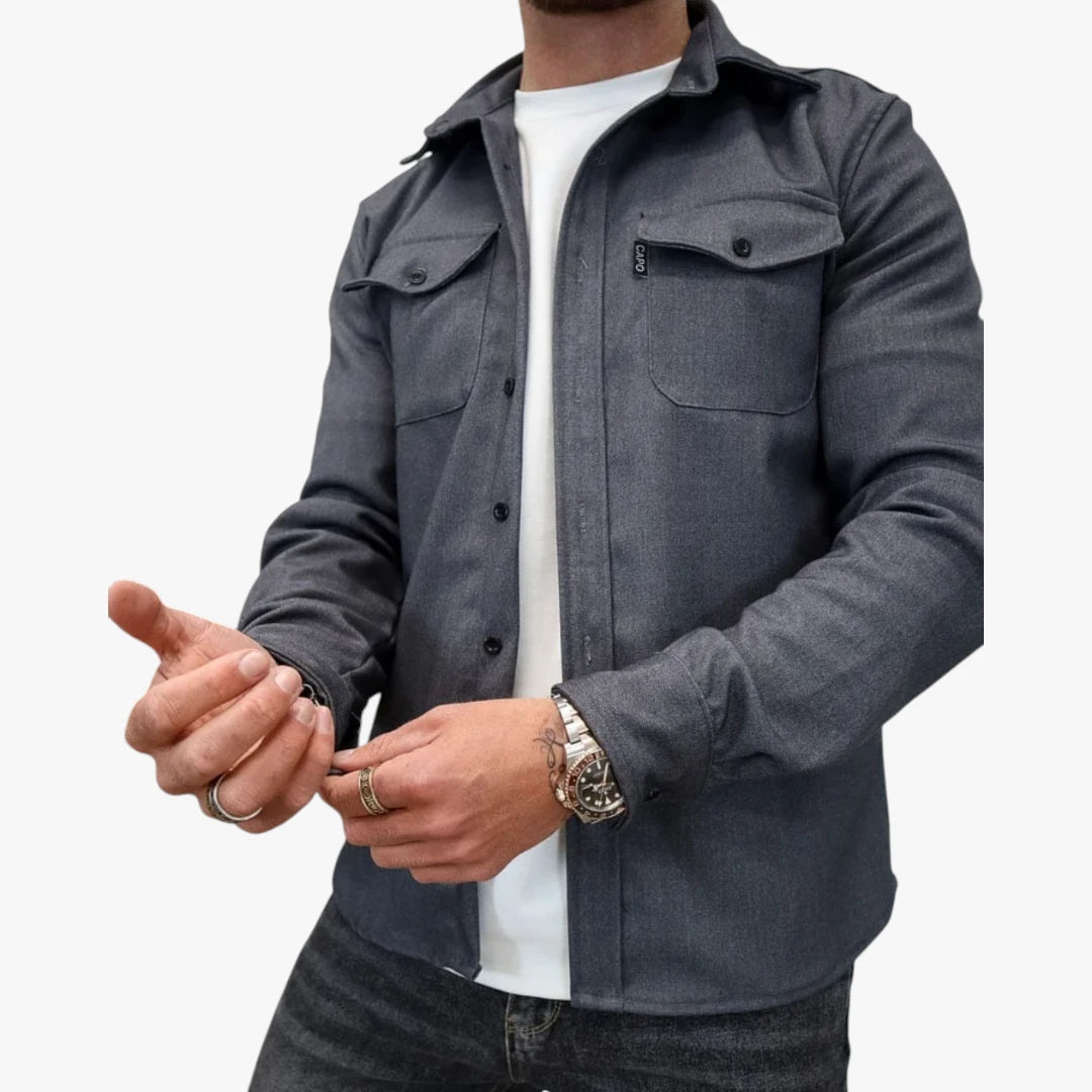 Herre Slim Fit Overgangsjakke med Knaplukning