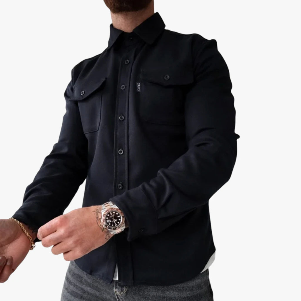 Herre Slim Fit Overgangsjakke med Knaplukning