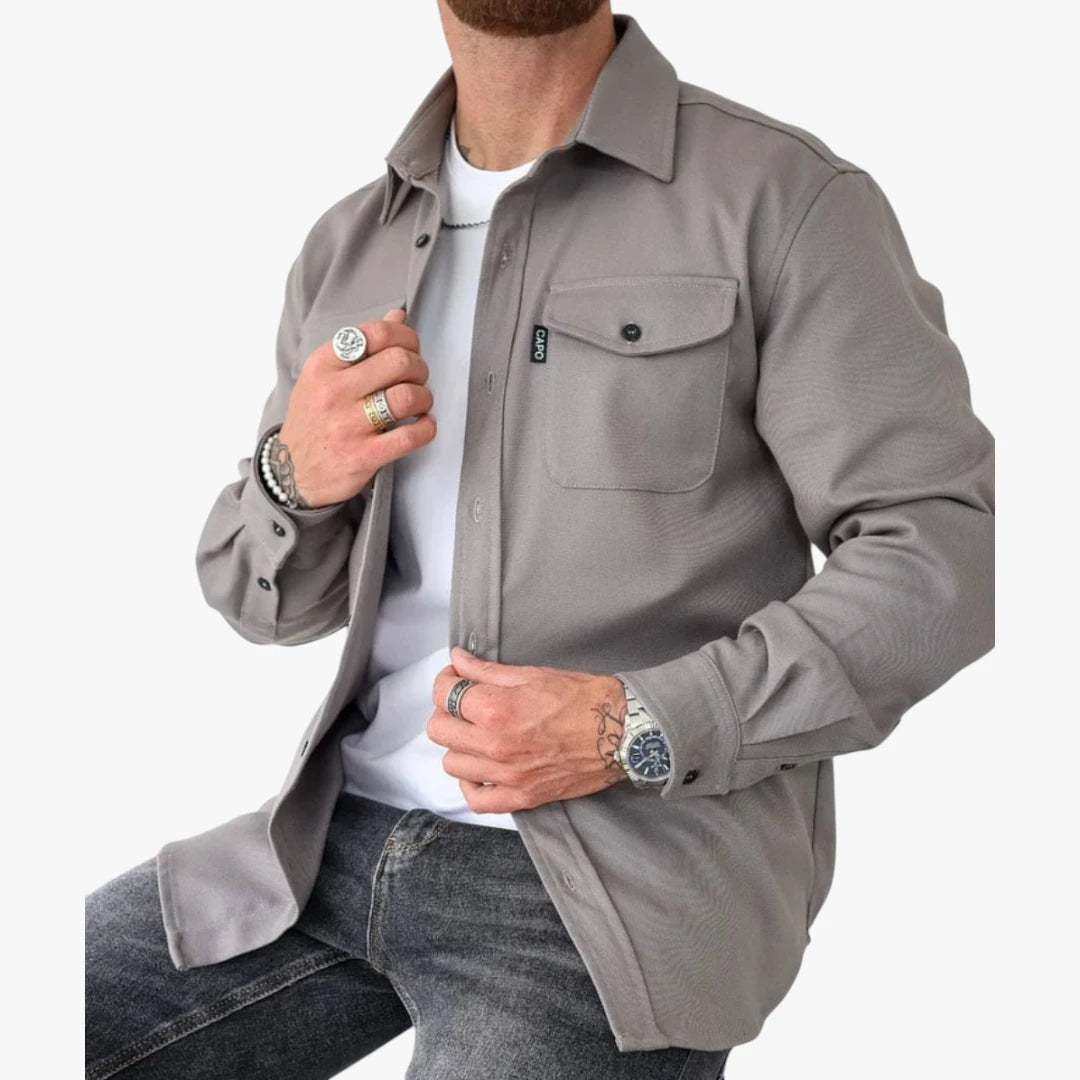 Herre Slim Fit Overgangsjakke med Knaplukning