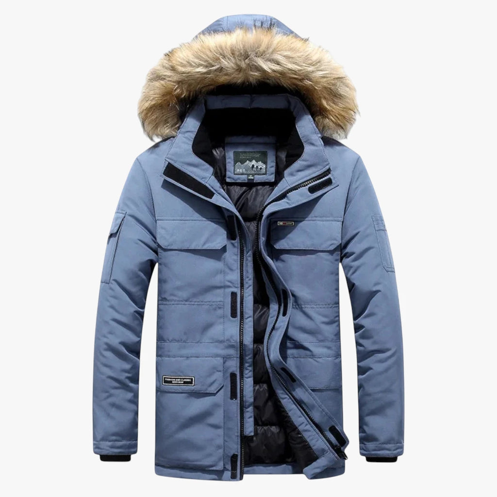 Herre Varm Fleece Vinterjakke med Hætte