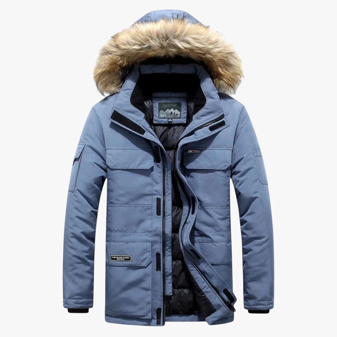 Herre Varm Fleece Vinterjakke med Hætte