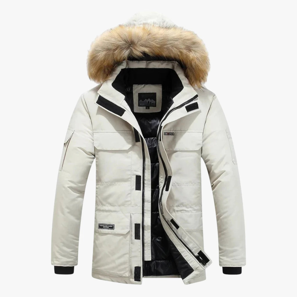 Herre Varm Fleece Vinterjakke med Hætte