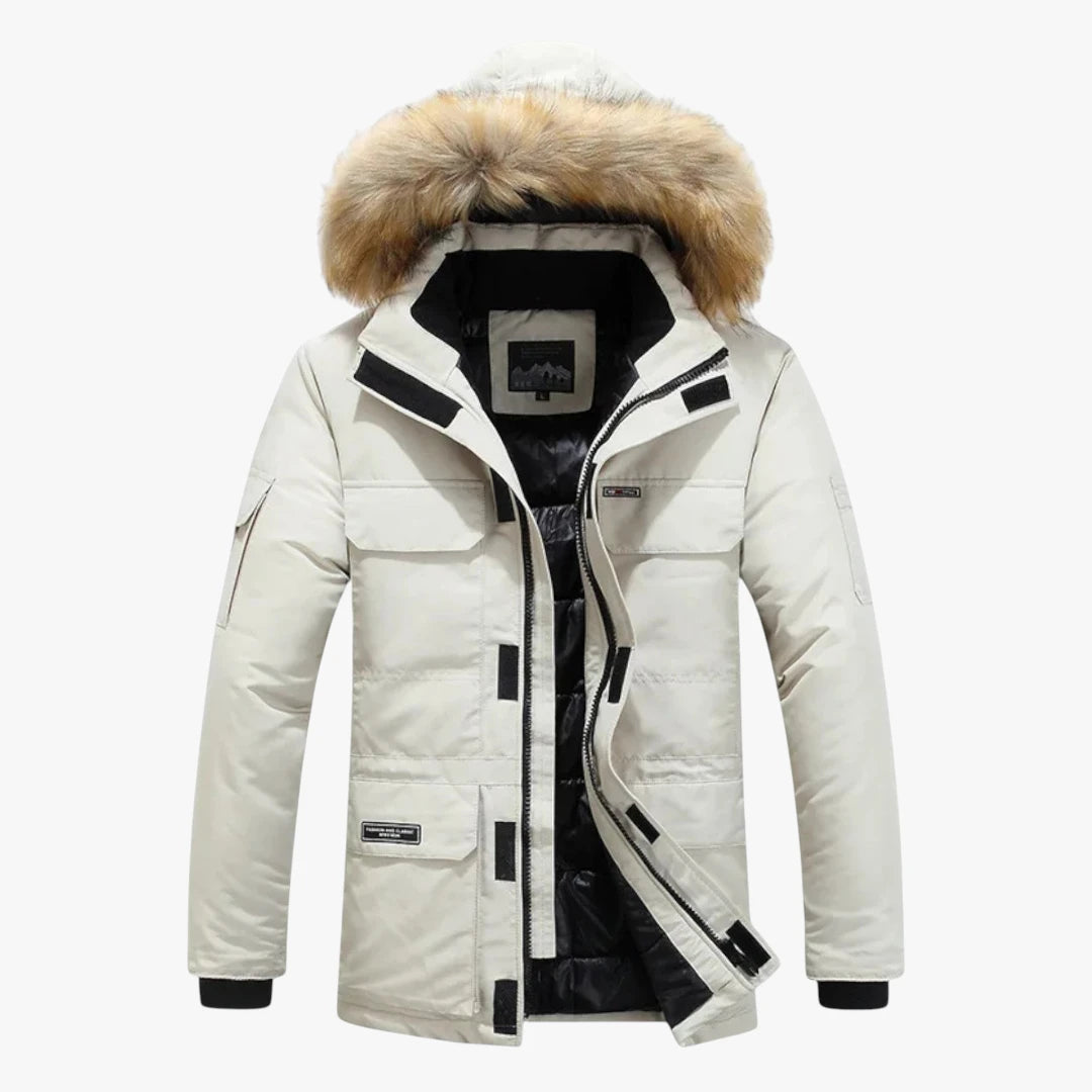 Herre Varm Fleece Vinterjakke med Hætte