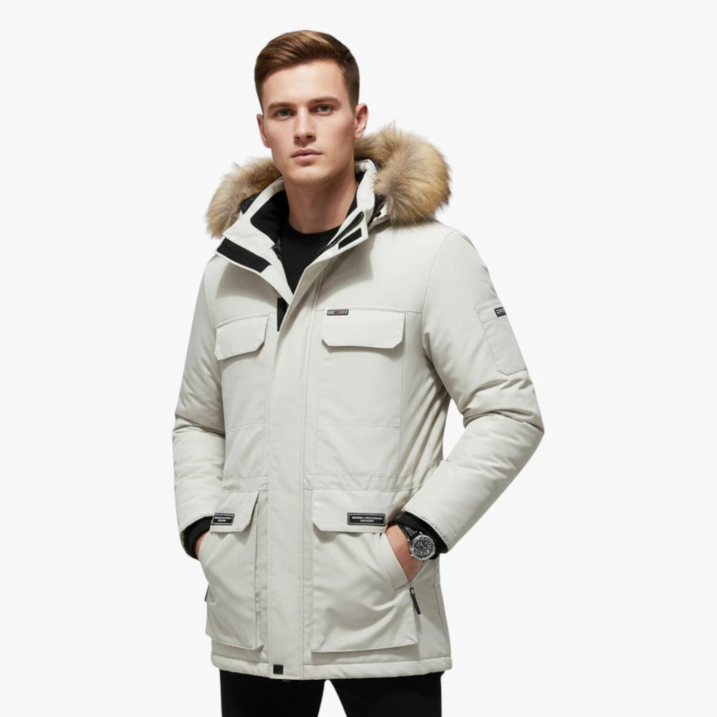 Herre Varm Fleece Vinterjakke med Hætte